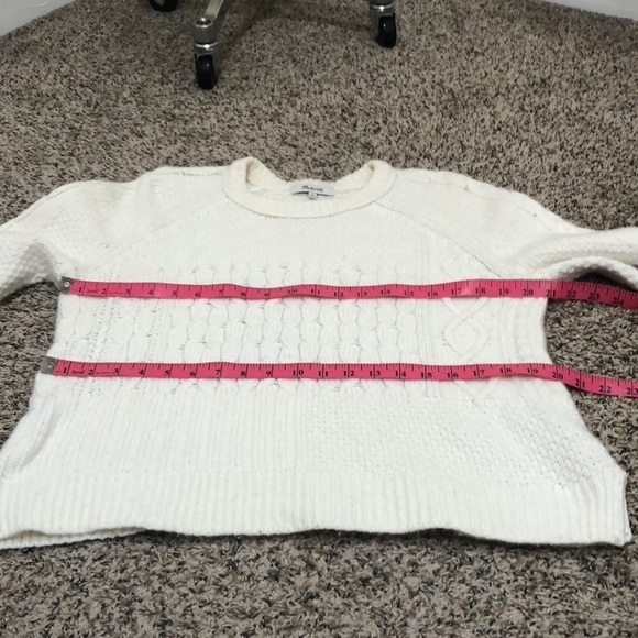 Madewell Copenhagen Cable Knit Sweater Size Small Cream Lantern Sleeve - Picture 8 of 10